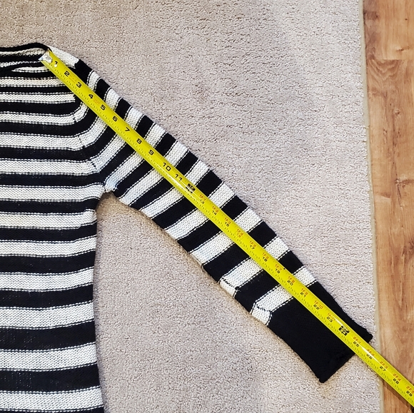 Women's Black White Striped Linen Cotton Lauren Jeans Company Sweater Size XS - Picture 5 of 8